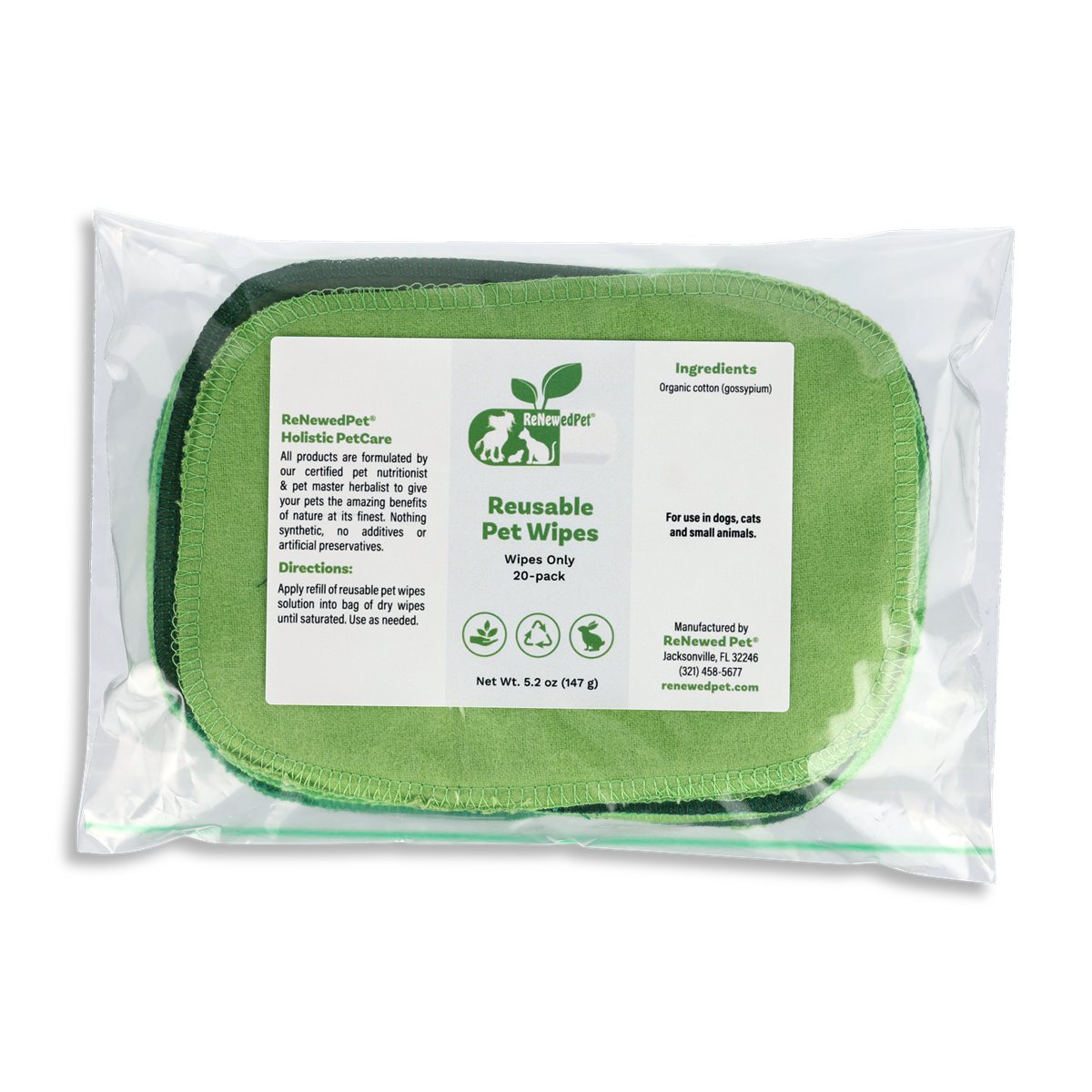 Pet Grooming Wipes Reusable Washable Cotton Cloths 10-Pack Set - Detail Angle 4 | Majestic Pet Kingdom