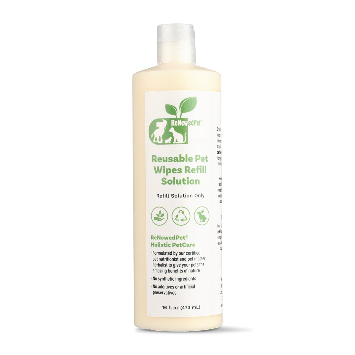 Pet Grooming Wipe Solution Natural Cleansing Refill 16 fl oz - Detail Angle 3 | Majestic Pet Kingdom