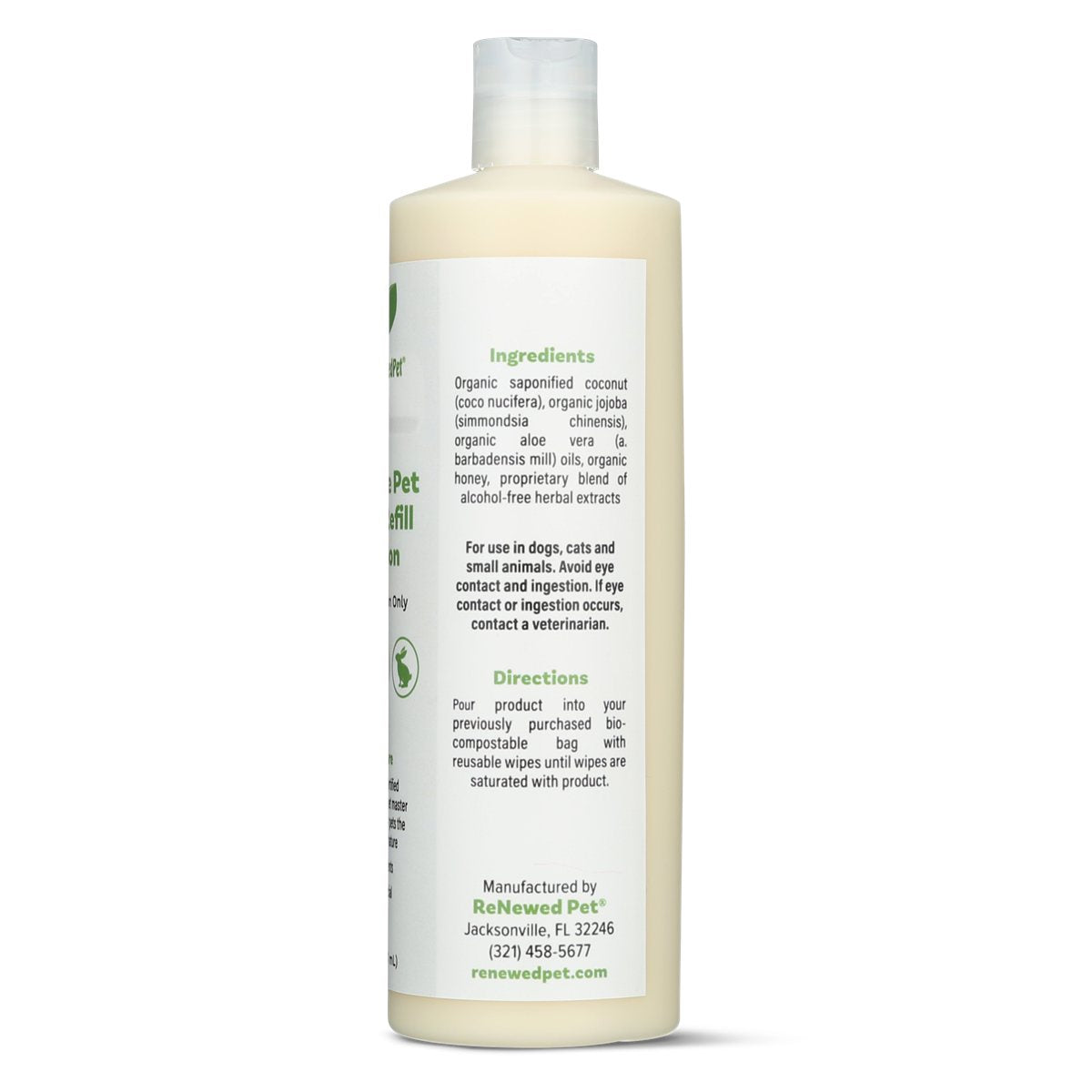 Pet Grooming Wipe Solution Natural Cleansing Refill 16 fl oz