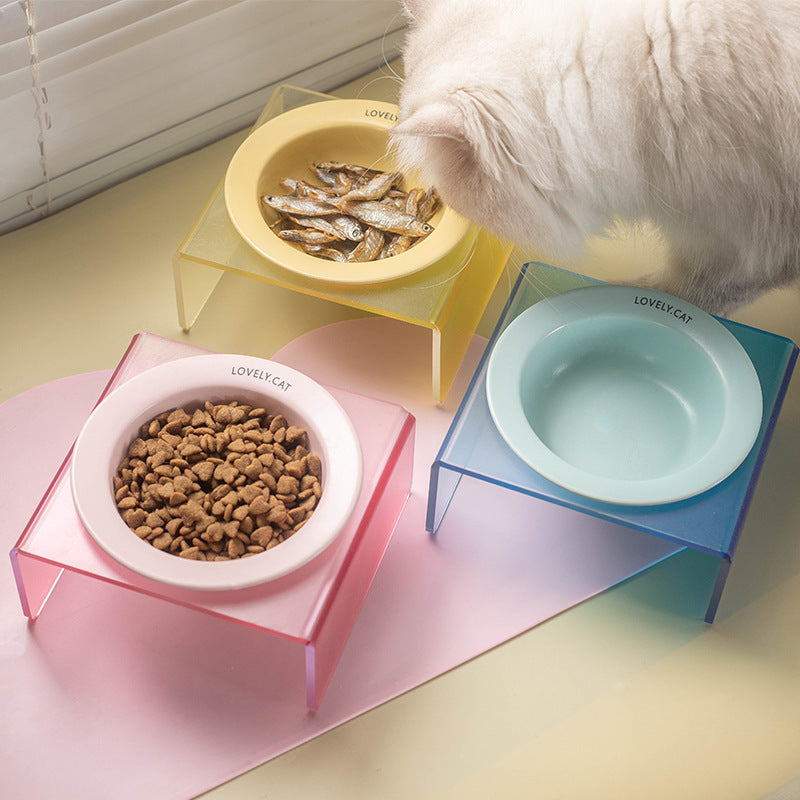 Cat Bowl Rack Acrylic Dog Bowl Anti-tumble - Majestic Pet Kingdom