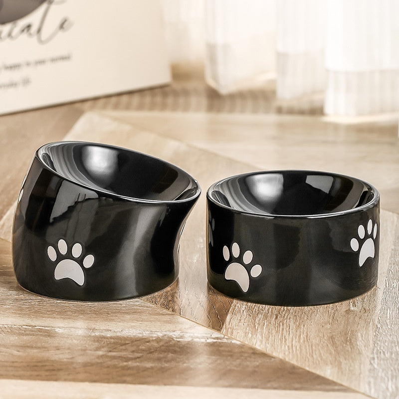 Drinking Water Neck Protection Pet Ceramic Oblique Mouth High Foot Food Basin - Majestic Pet Kingdom