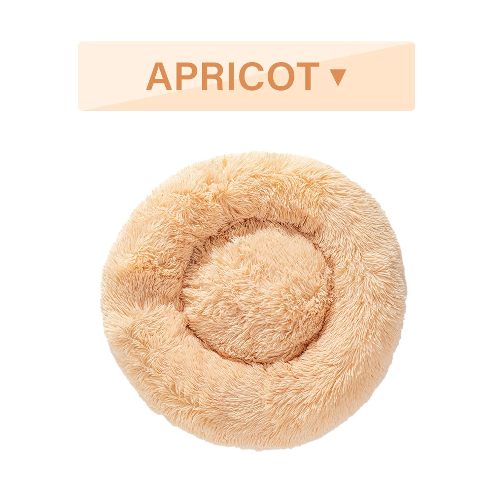 Fluffy Donut Dog Bed Warm Soft Long Plush Pet Cushion Dog House Cat Bed Washable Pet Sofa Mat Calming Samll Large Dog Beds - Majestic Pet Kingdom