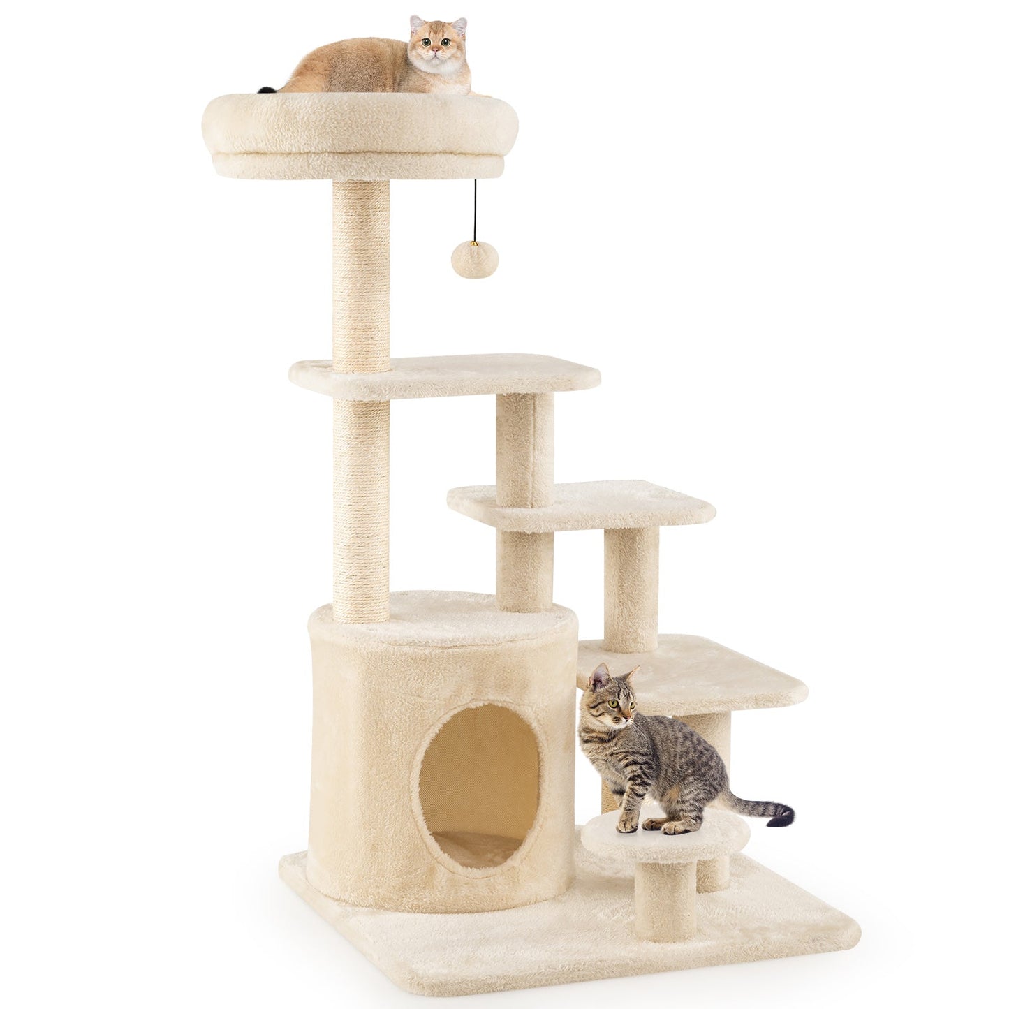 40 Inch Multi-level Cat Tower with Condo and Dangling Jingle Ball - Majestic Pet Kingdom