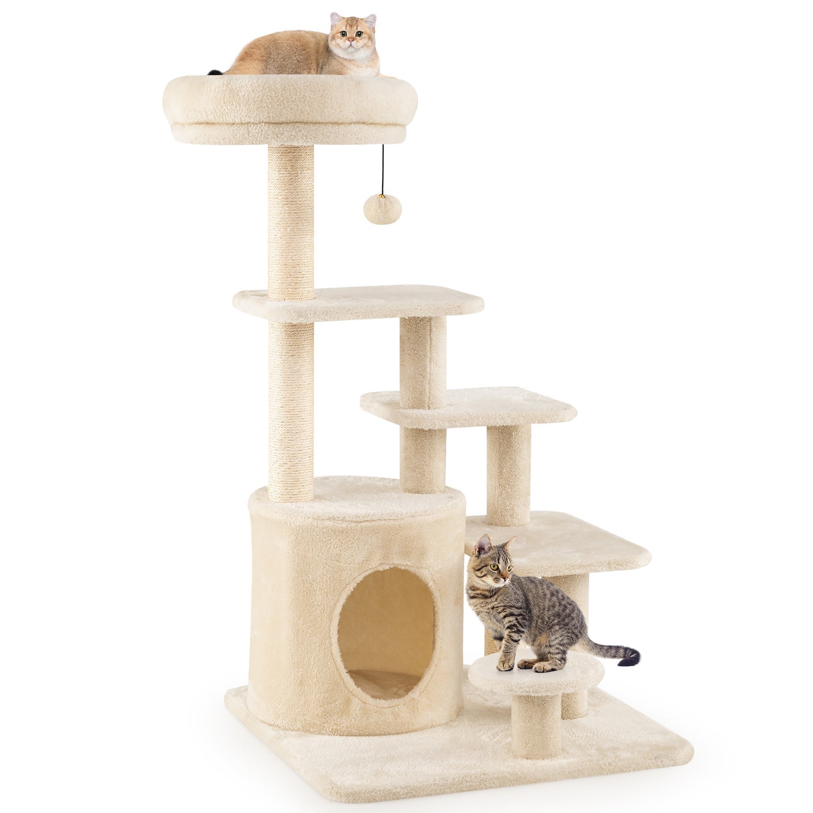 40 Inch Multi-level Cat Tower with Condo and Dangling Jingle Ball - Majestic Pet Kingdom