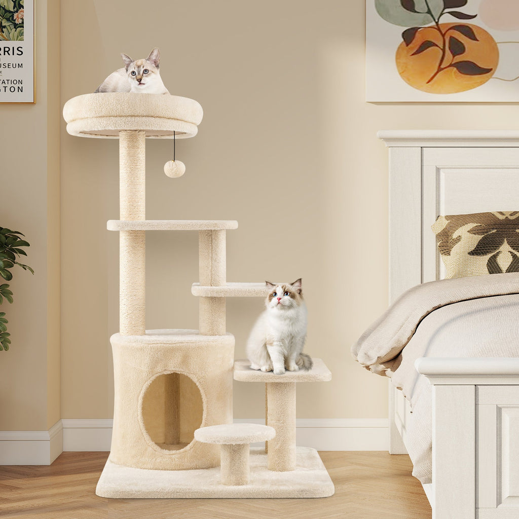 40 Inch Multi-level Cat Tower with Condo and Dangling Jingle Ball - Majestic Pet Kingdom