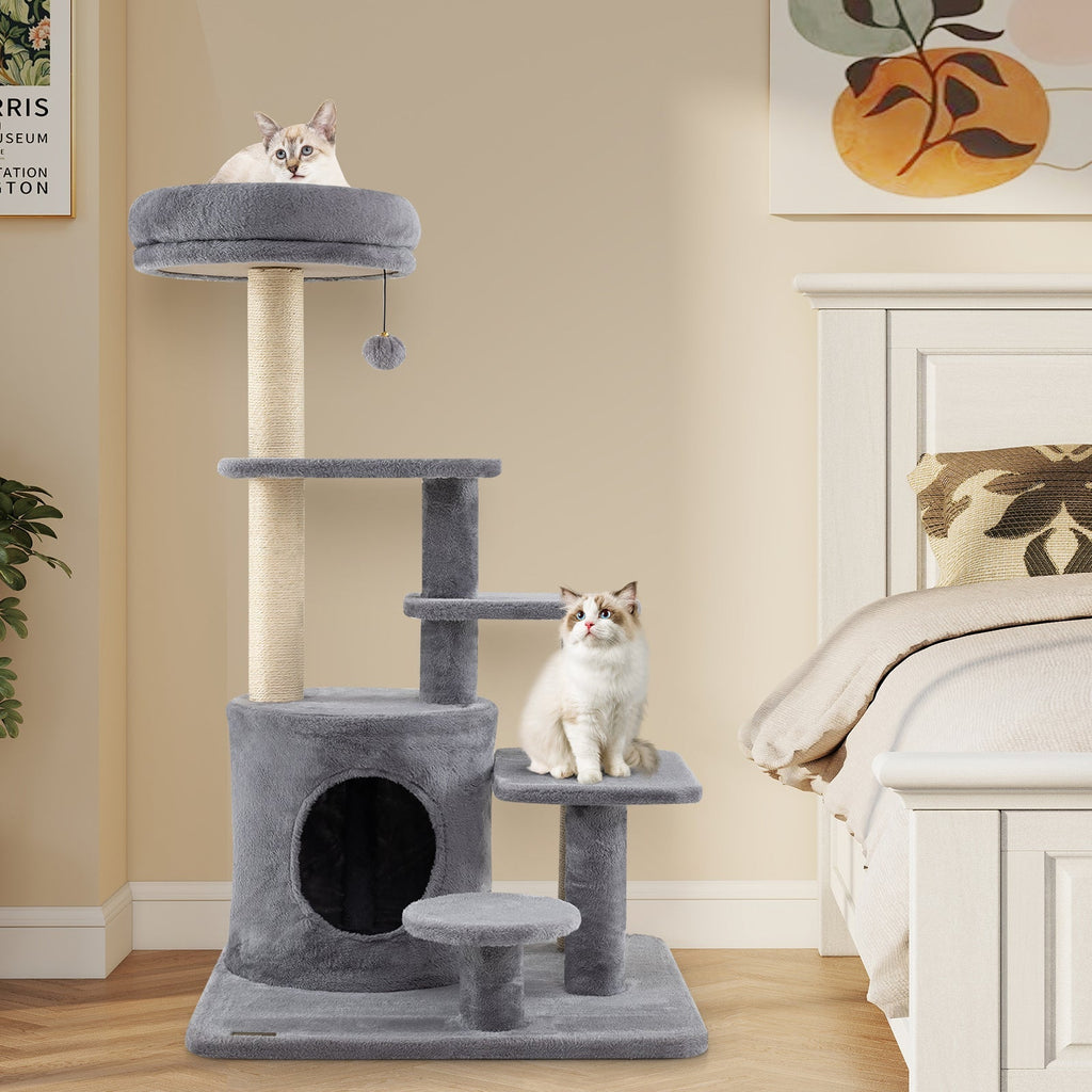 40 Inch Multi-level Cat Tower with Condo and Dangling Jingle Ball - Majestic Pet Kingdom