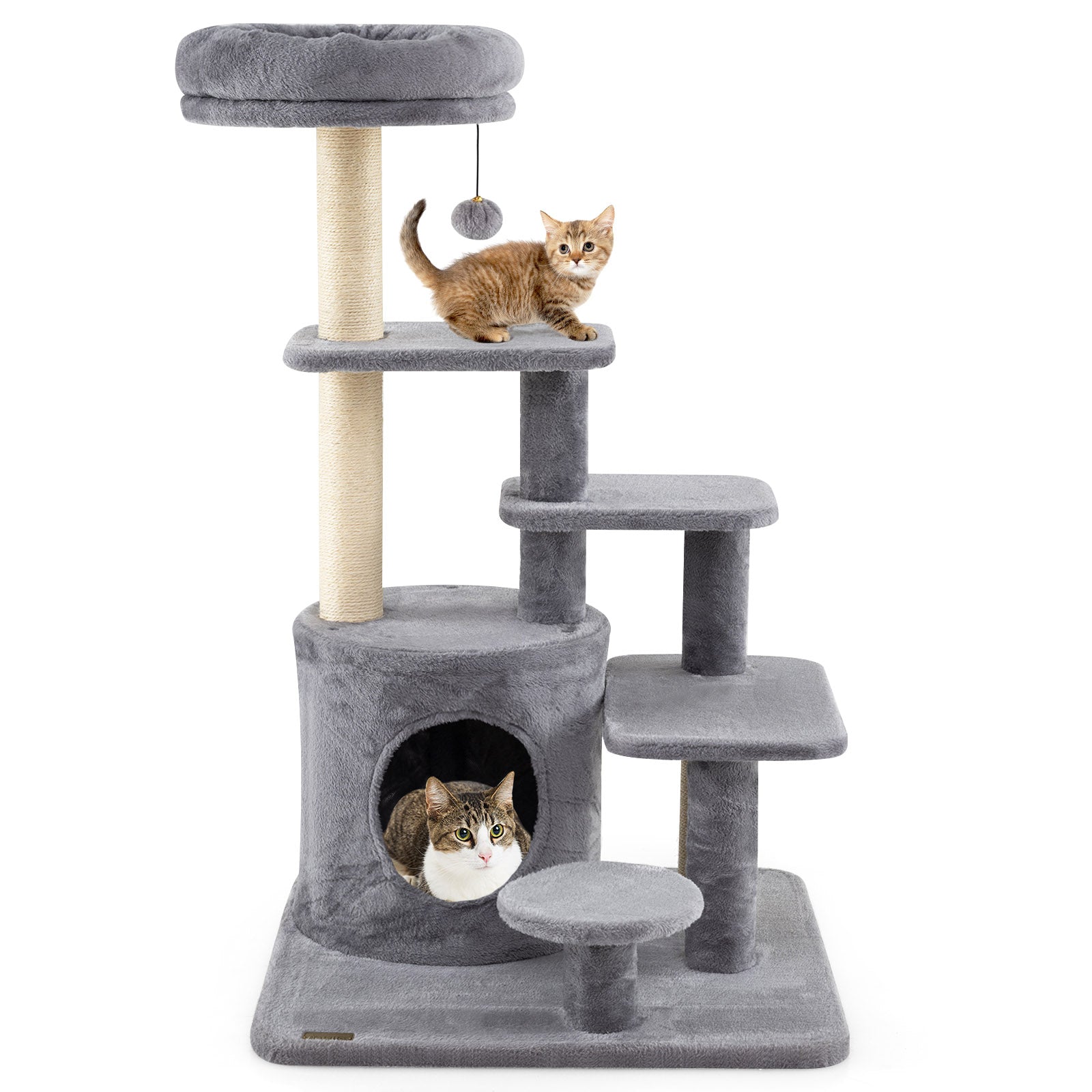 40 Inch Multi-level Cat Tower with Condo and Dangling Jingle Ball - Majestic Pet Kingdom