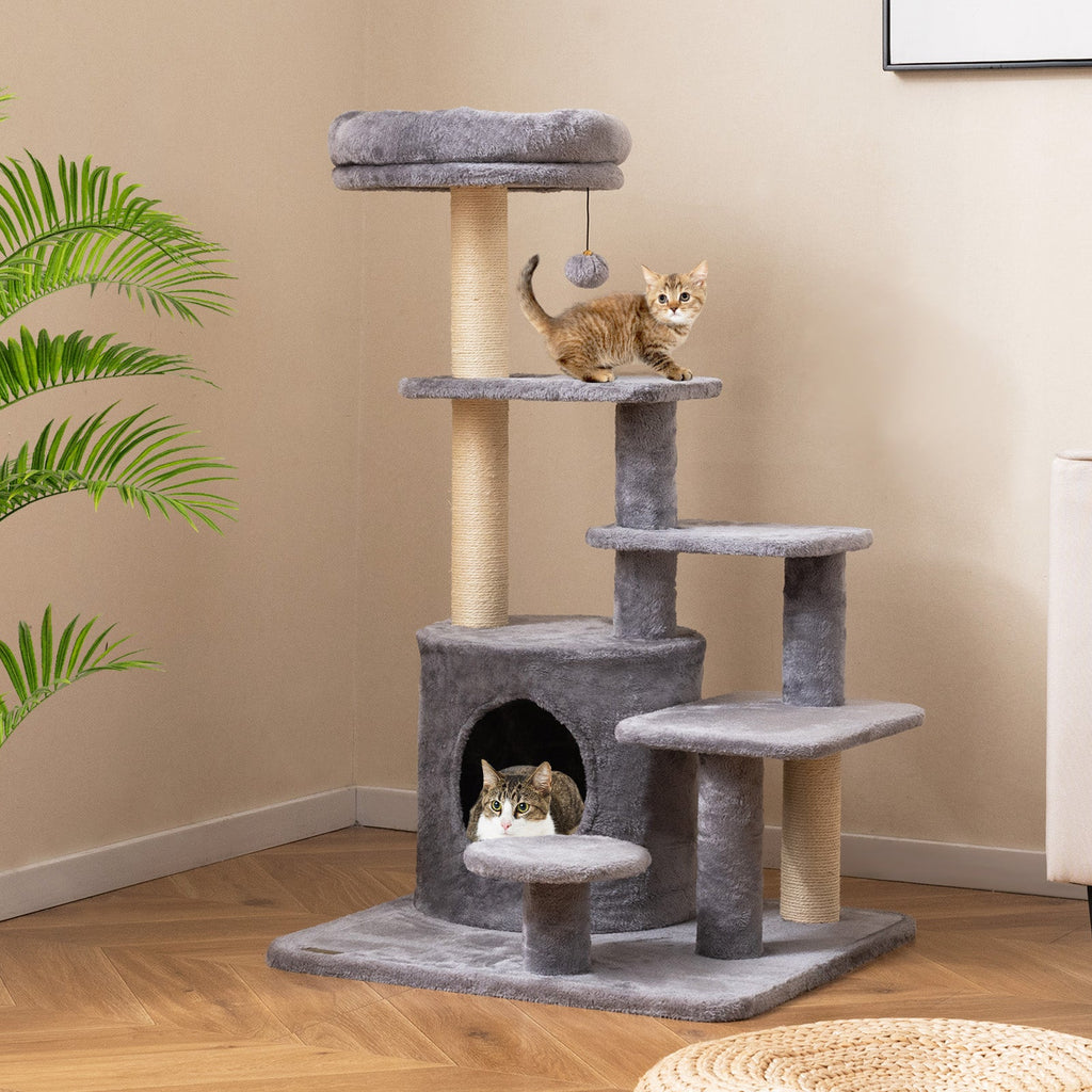 40 Inch Multi-level Cat Tower with Condo and Dangling Jingle Ball - Majestic Pet Kingdom