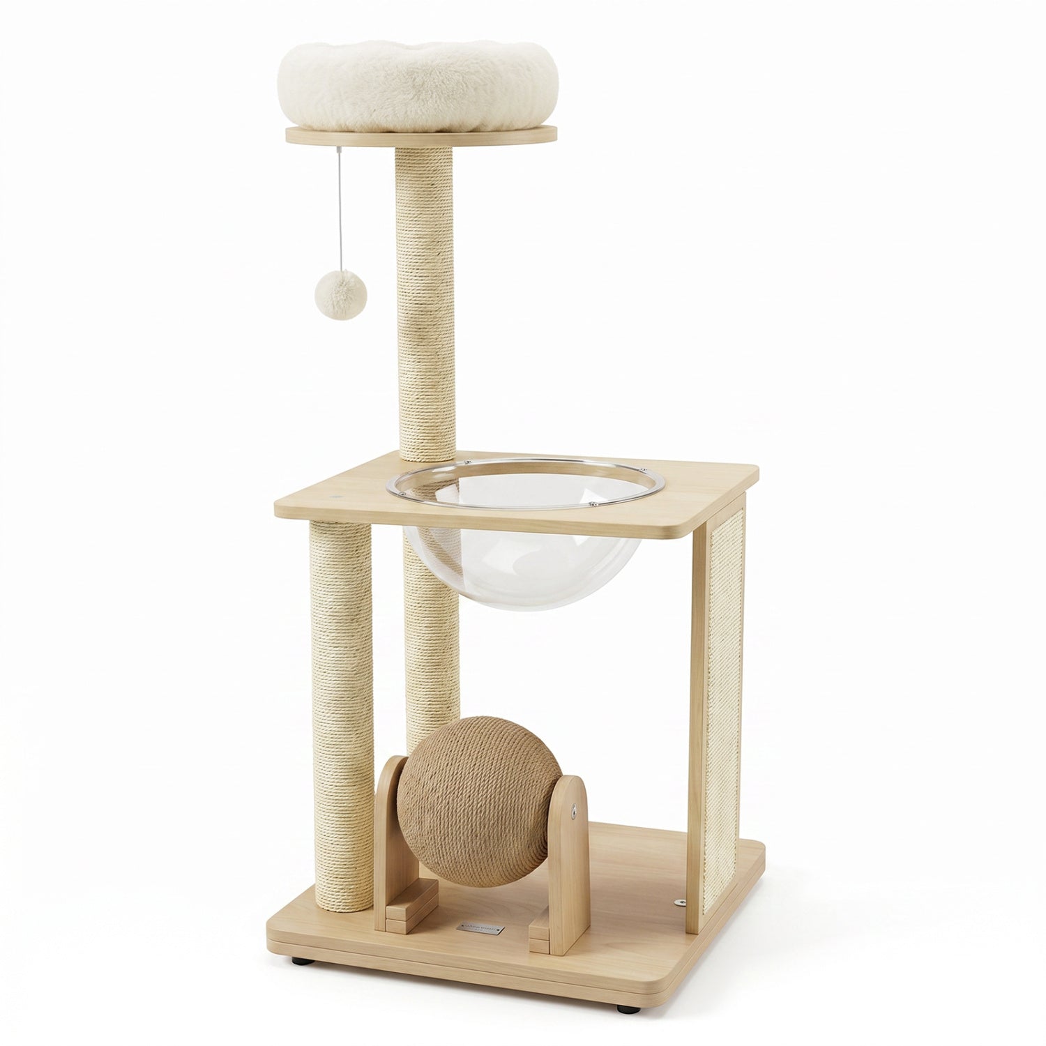 40" Solid Wood Cat Tree with Space Capsule & Sisal Posts - Majestic Pet Kingdom