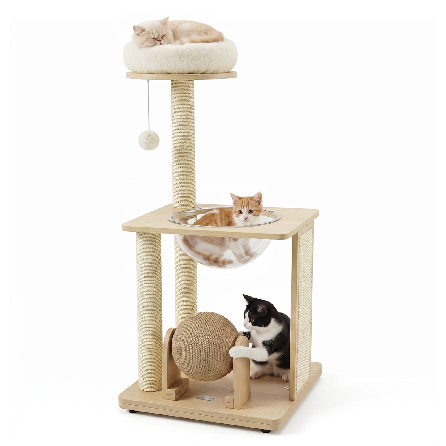 40" Solid Wood Cat Tree with Space Capsule & Sisal Posts - Majestic Pet Kingdom