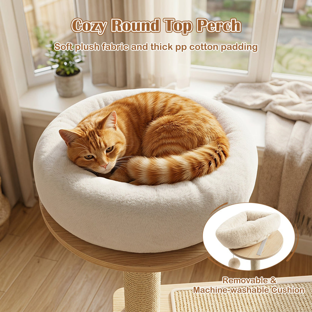 40" Solid Wood Cat Tree with Space Capsule & Sisal Posts - Majestic Pet Kingdom