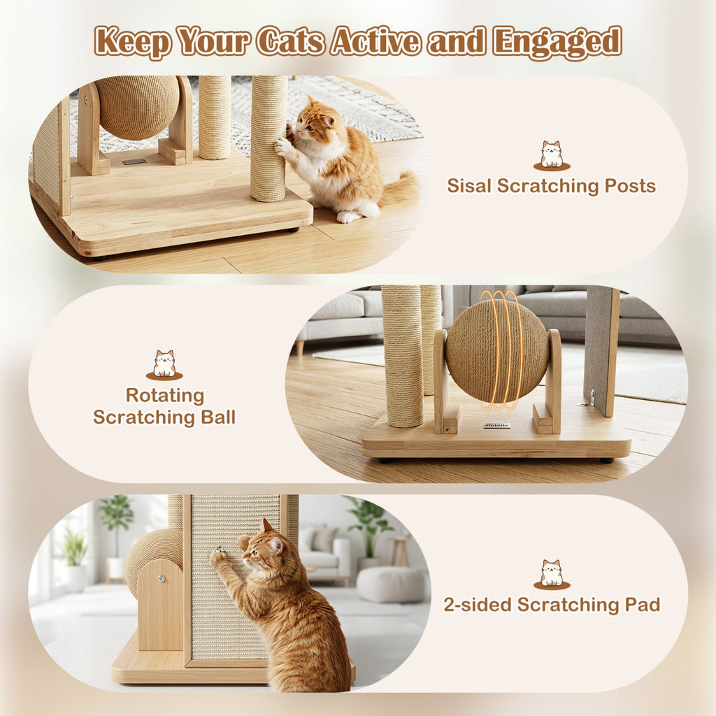 40" Solid Wood Cat Tree with Space Capsule & Sisal Posts - Majestic Pet Kingdom