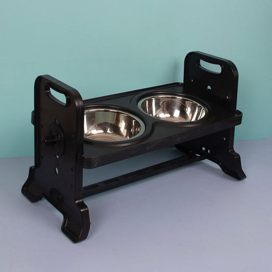 Dog Bowls Elevated Adjustable Height Stainless Steel Double Set