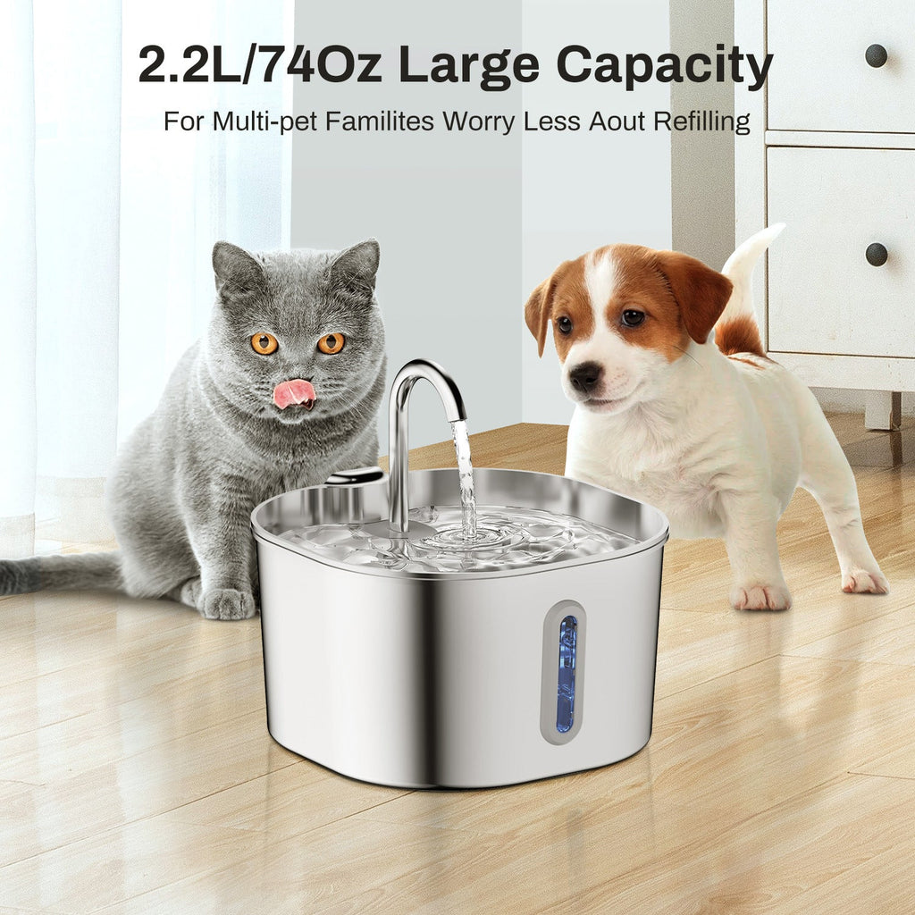 Stainless Steel Smart Pet Water Dispenser Automatic Circulation Large Capacity - Majestic Pet Kingdom