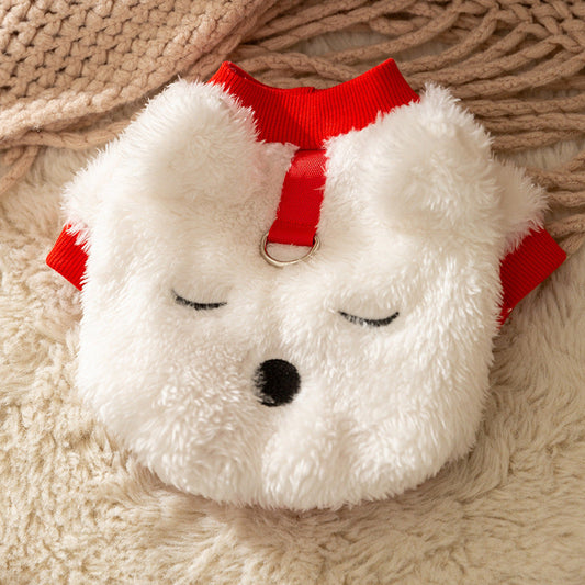 Cute Plush Bear Pet Jacket With Leash Ring, Adorable 3D Bear Face Dog Coat For Small Dogs | Purrfect Pet Kingdom