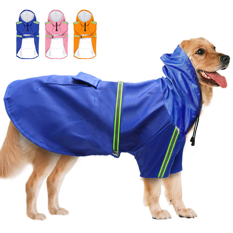 Spring and summer new dog raincoat waterproof cape dog reflective raincoat large dog raincoat - Majestic Pet Kingdom