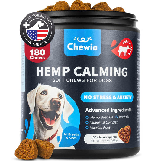 Dog Calming Chews Hemp L-Theanine Chamomile Anxiety Chews 120ct