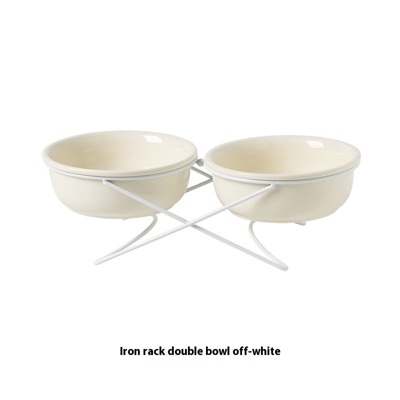 Ceramic Bowl Food Basin Drinking Bowl Food Bowl Pet Supplies Ceramic Double Cat Bowl - Majestic Pet Kingdom