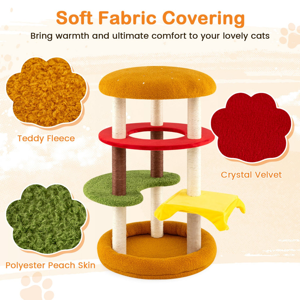 42 Inch Tall Modern Cat Tree Multi-Level with Padded Perch and Cat Bed - Majestic Pet Kingdom