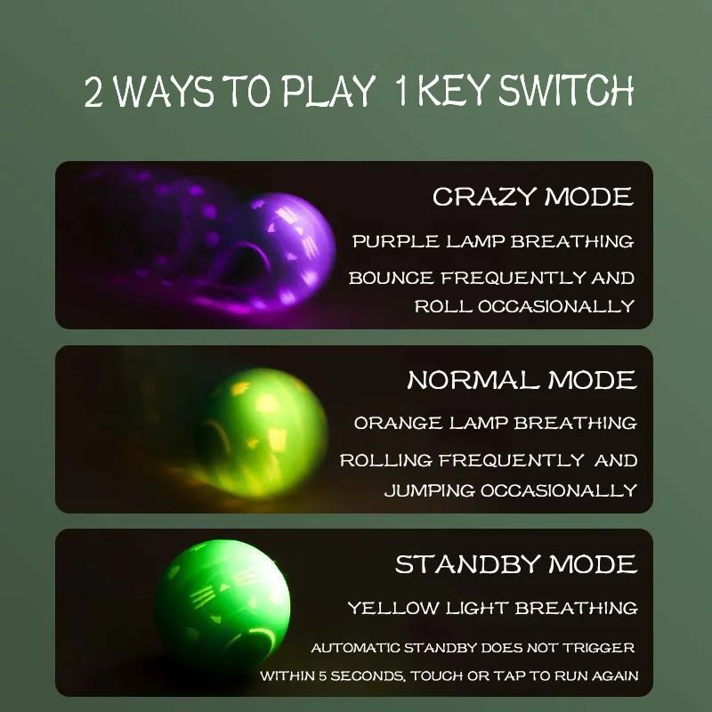 Crazy Ball Interactive Cat Toy Self-moving Kitten Jumping Ball Toys Vibration Sensor Cats Game Toy Cat Accessories Pet Supplies - Majestic Pet Kingdom