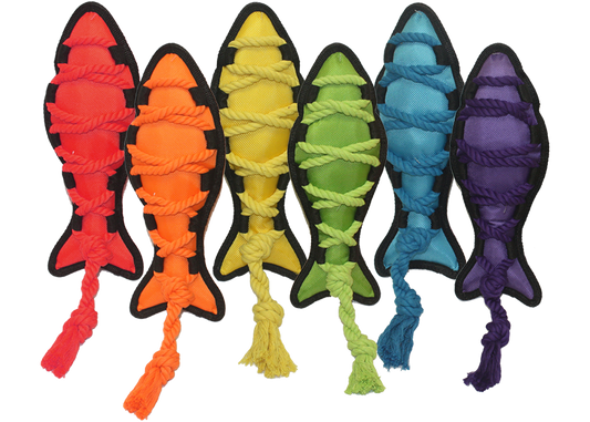 Multipet Cross-Ropes Fish - Assorted Colors 11.5"