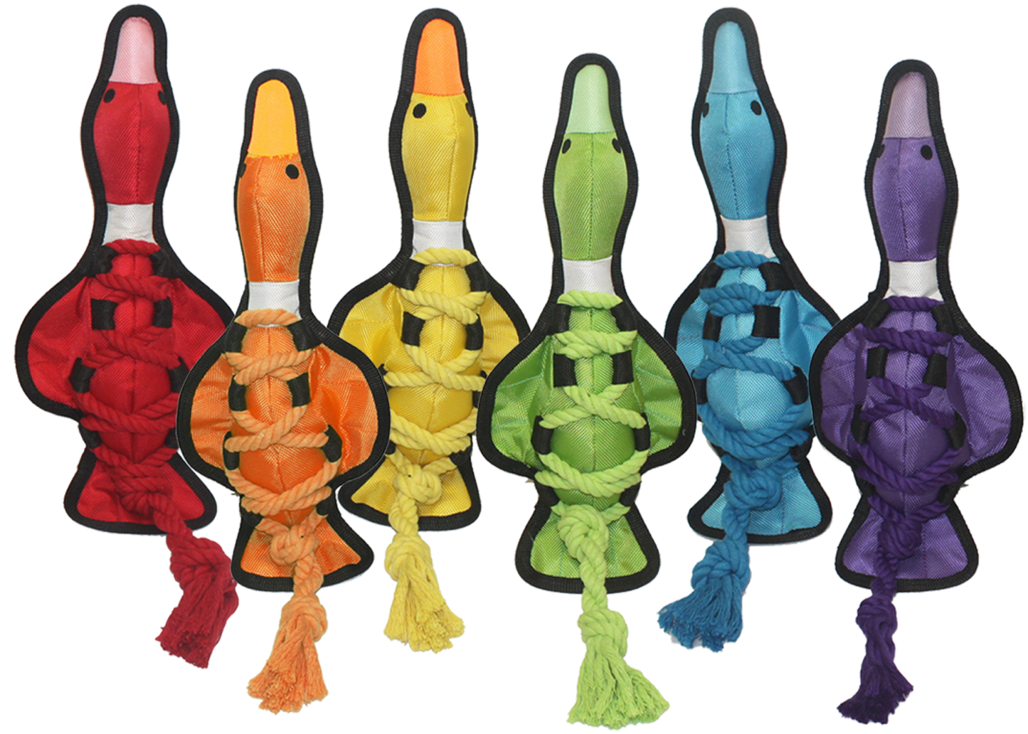 Dog Tug Toy Multipet Cross-Ropes Duck Durable Squeaky