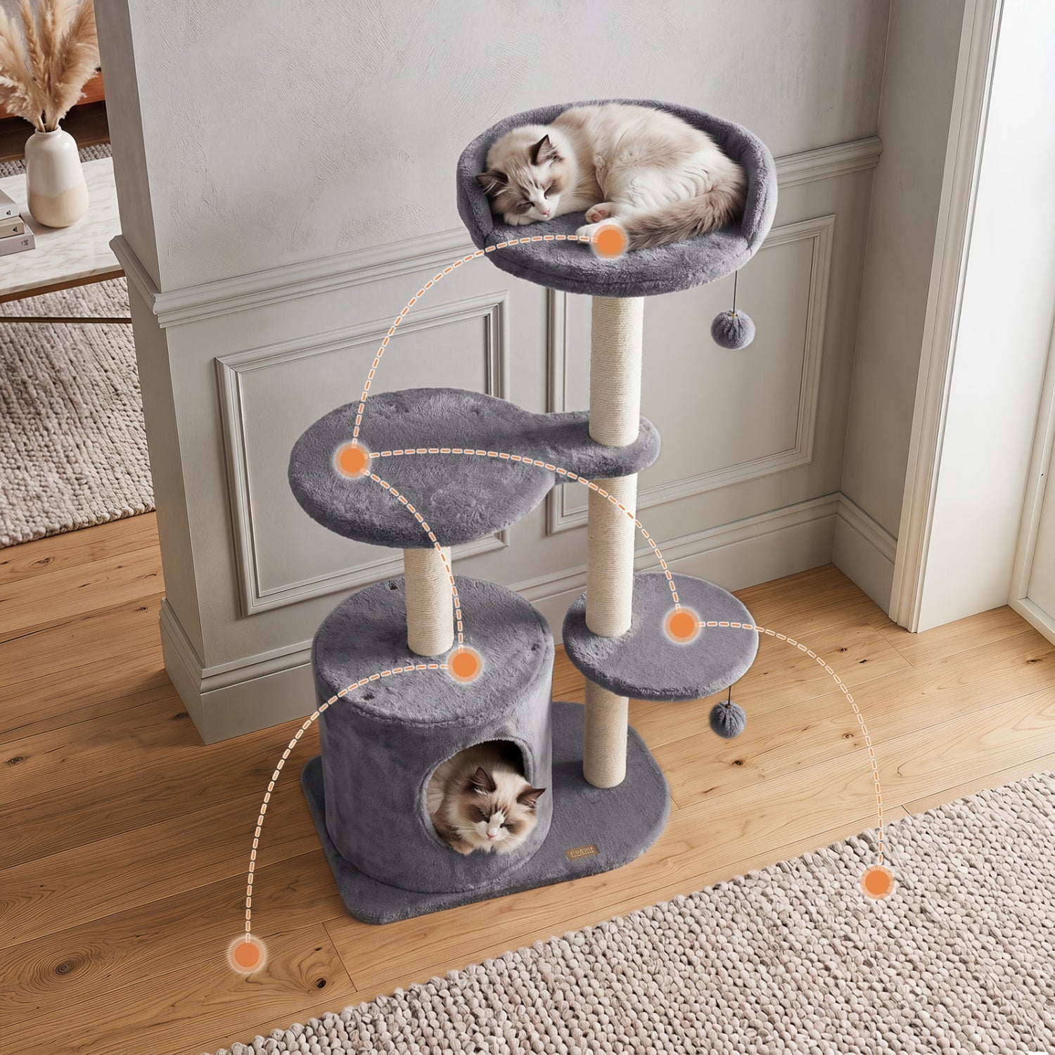 Cat Tree 43" with Condo, Perches & Scratching Posts | Purrfect Pet Kingdom