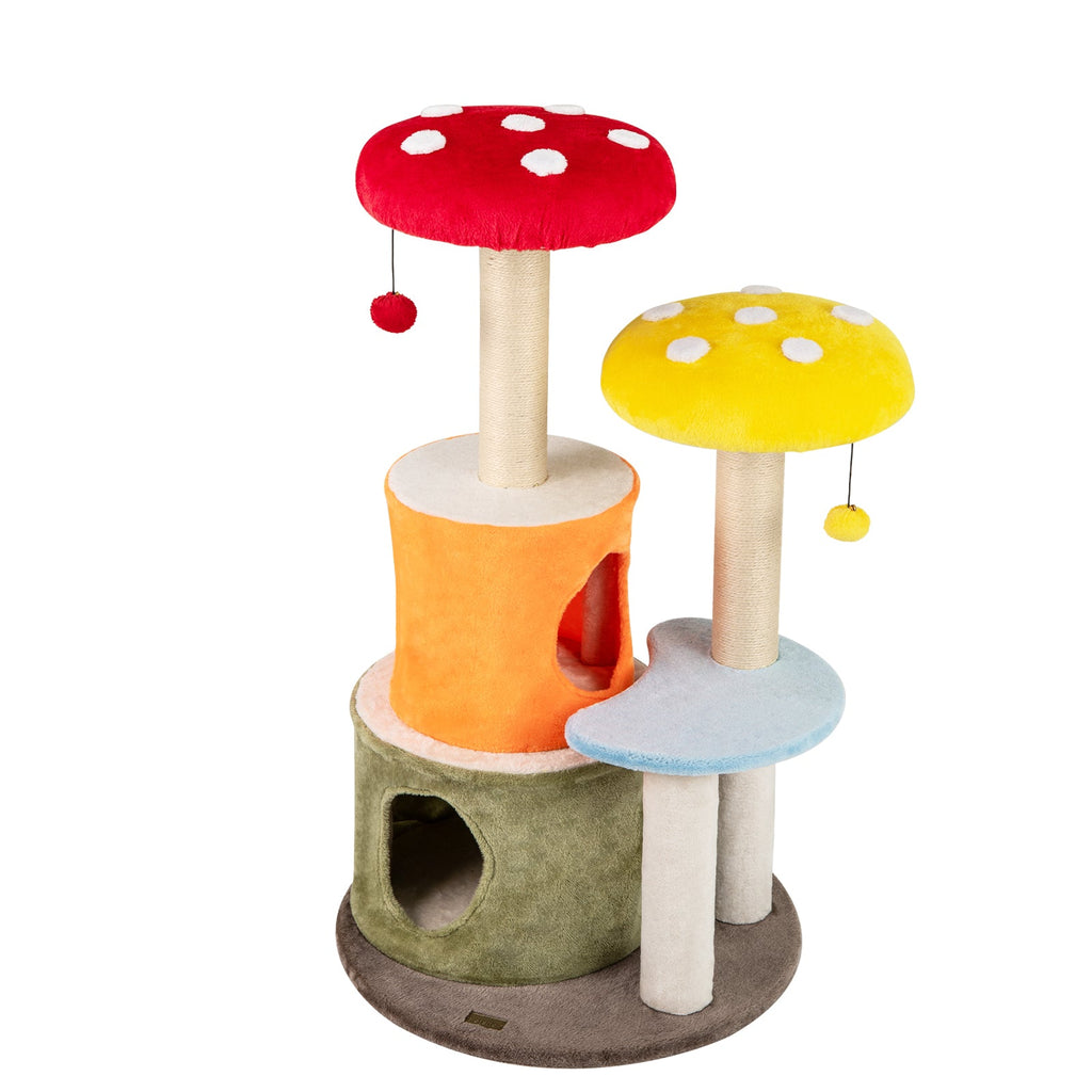 43 Inch Tall Cat Tree Cute with 2 Condos and Padded Platforms-Multicolor - Majestic Pet Kingdom