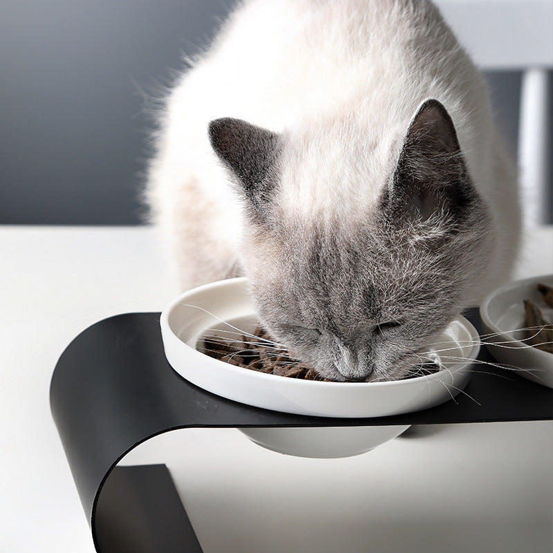 Dog Bowls Ceramic Double Feeder with Wrought Iron Stand Set - Detail Angle 3 | Majestic Pet Kingdom