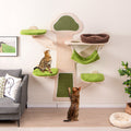 Wall-Mounted Cat Tower Cat Wall Shelves Furniture with Bed-Green