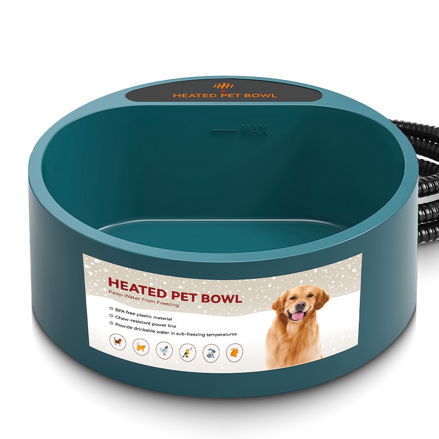 Heated Water Bowl for Dog Cat 74.4OZ Heating Water Dish IP67 Waterproof Thermal Water Bowl Heated Pet Bowl Dog Cat Water Feeder Bowl for Dog Cat Rabbi - Majestic Pet Kingdom