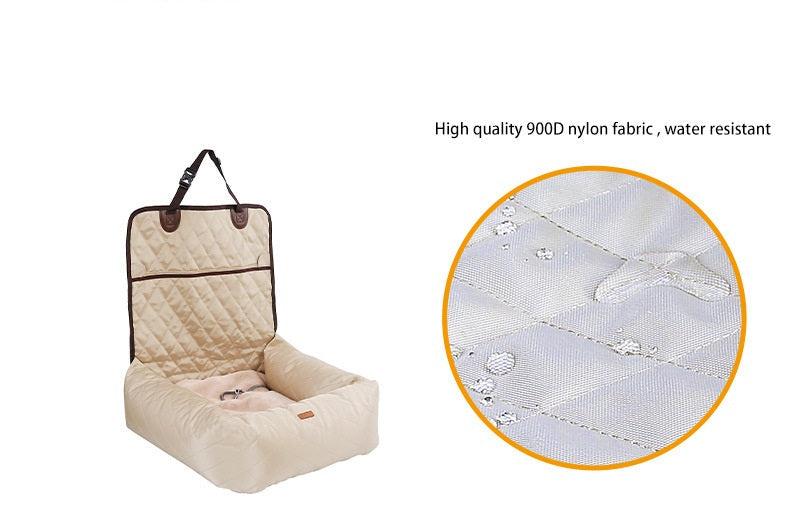 2-in-1 Folding Dog Car Seat Carrier Bed Waterproof Mat