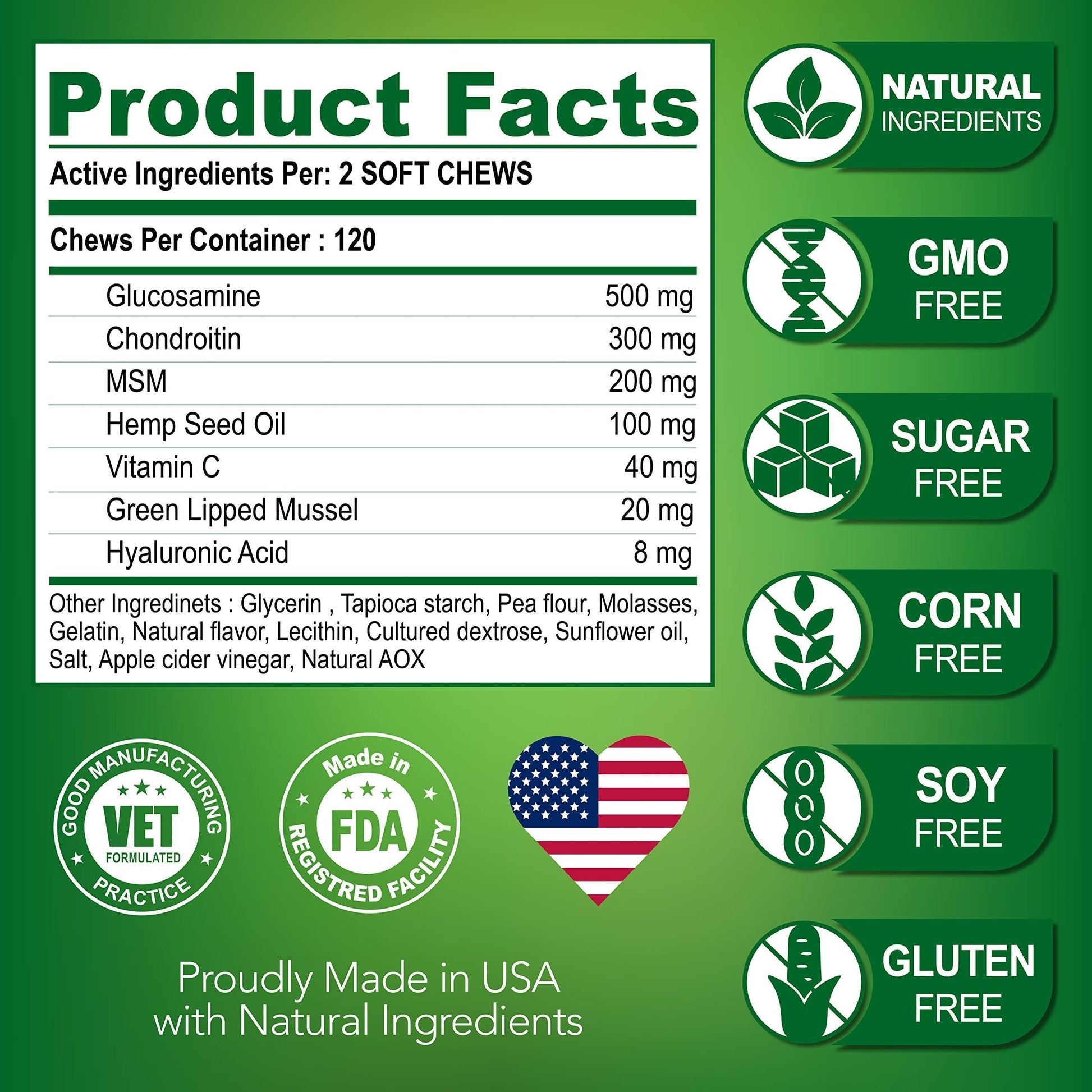 Dog Glucosamine Joint Mobility Soft Chew Supplement 120ct - Detail Angle 3 | Majestic Pet Kingdom