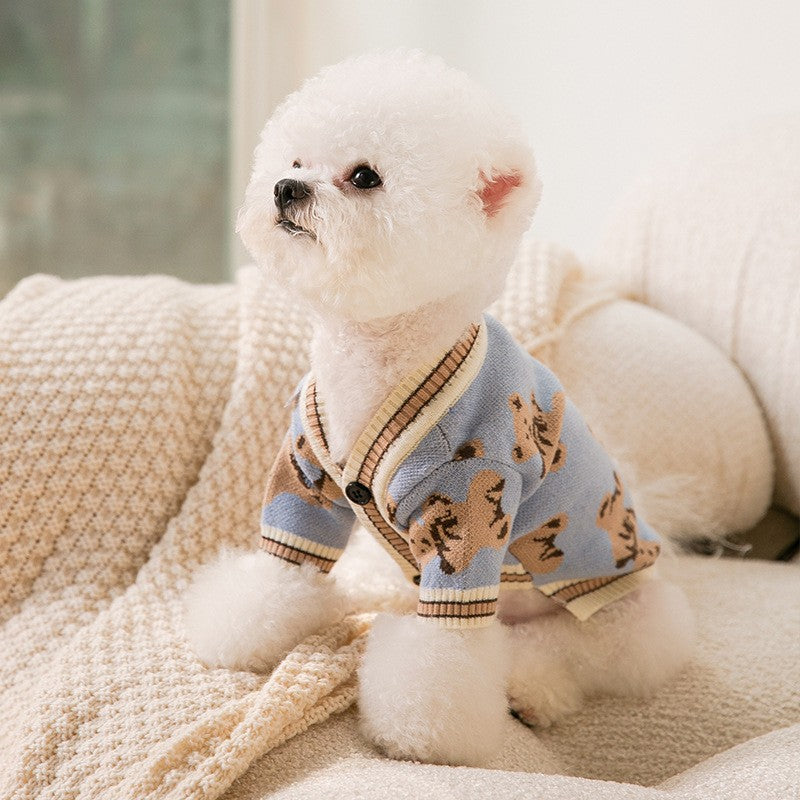 Dog Striped Knitted Sweater Cardigan Clothing - Majestic Pet Kingdom
