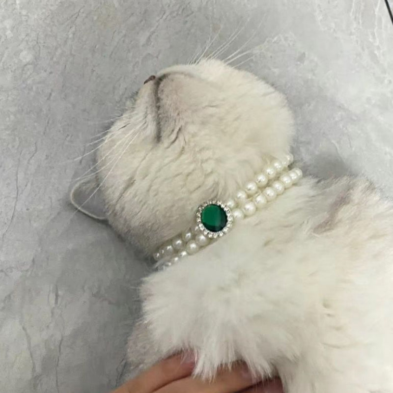 Cat Pearl Necklace Pet Collar - Majestic Pet Kingdom