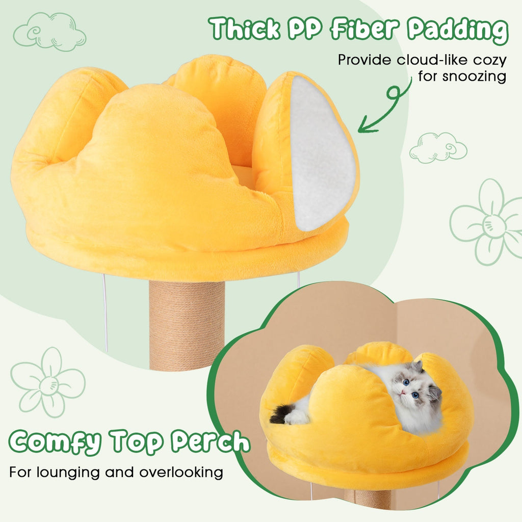 45 Inch Multi-Level Cat Tree with Plush Padded Top Perch and Fruit-Shaped Platforms - Majestic Pet Kingdom