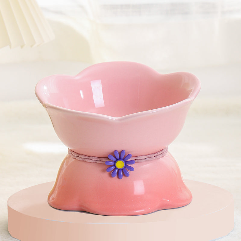 Cute Cat Bowl Ceramic Flower Gradient - Majestic Pet Kingdom