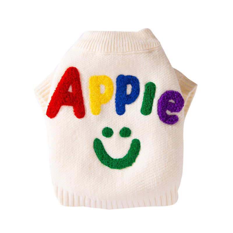 Small Dog Sweaters Knitted Pet Warm Colorful Letter Embroidery Dog Sweatshirt Winter Clothes Kitten Puppy Sweater Doggy Apparel Costumes - Majestic Pet Kingdom