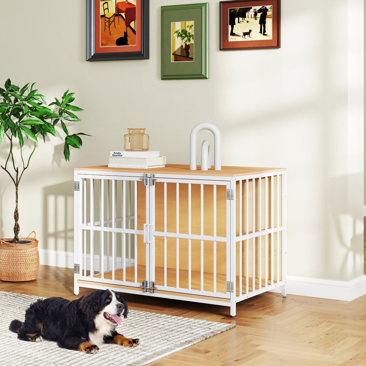 40 Inch Dog Crate Furniture Dog Kennel with Dual Lockable Double Doors | Purrfect Pet Kingdom
