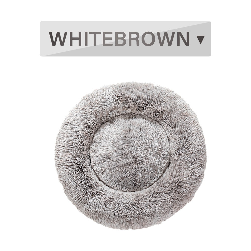 Fluffy Donut Dog Bed Warm Soft Long Plush Pet Cushion Dog House Cat Bed Washable Pet Sofa Mat Calming Samll Large Dog Beds - Majestic Pet Kingdom