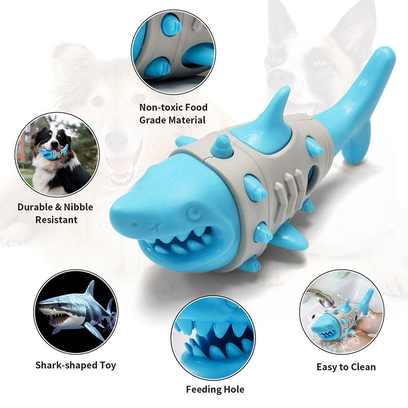 Dog Chew Toy Shark Teeth Texture Rubber Dental Treat Dispenser - Detail Angle 6 | Majestic Pet Kingdom