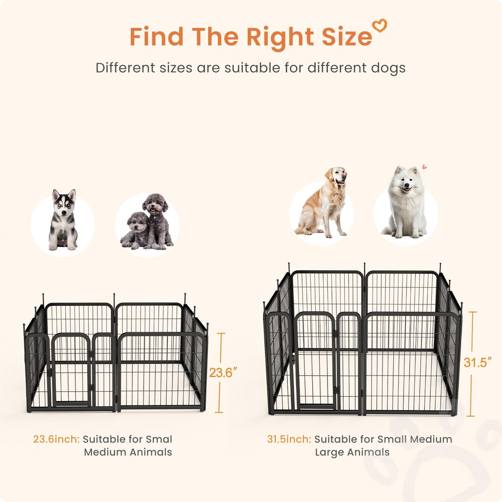 Outdoor dog fence, 8-piece board dog fence. 31 inch portable pet sports fence. Black, 26.3 inches wide x 31.5 inches high. - Majestic Pet Kingdom
