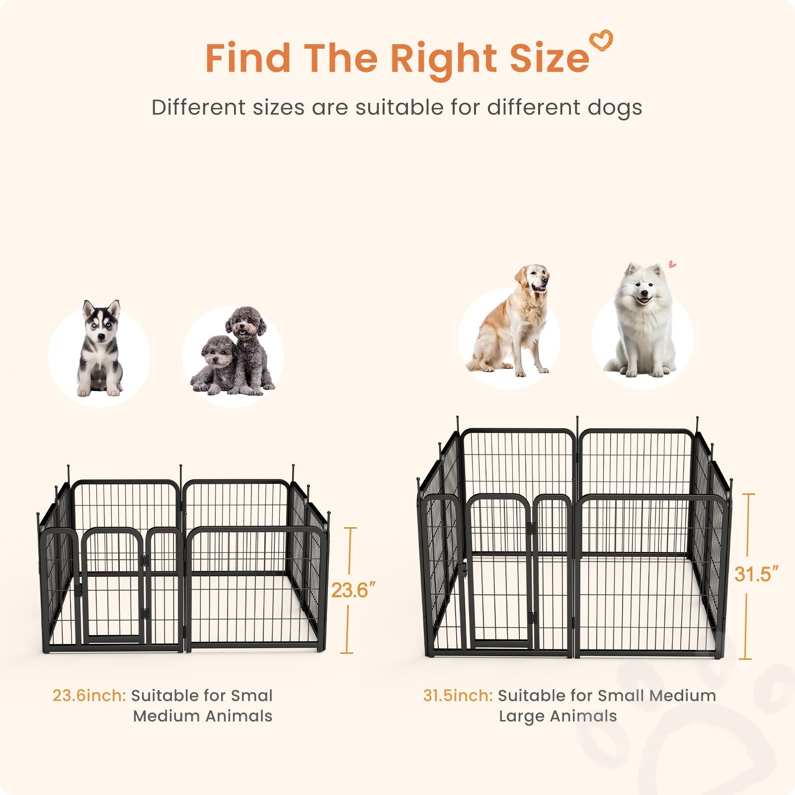 Outdoor dog fence, 8-piece board dog fence. 31 inch portable pet sports fence. Black, 26.3 inches wide x 31.5 inches high. - Majestic Pet Kingdom