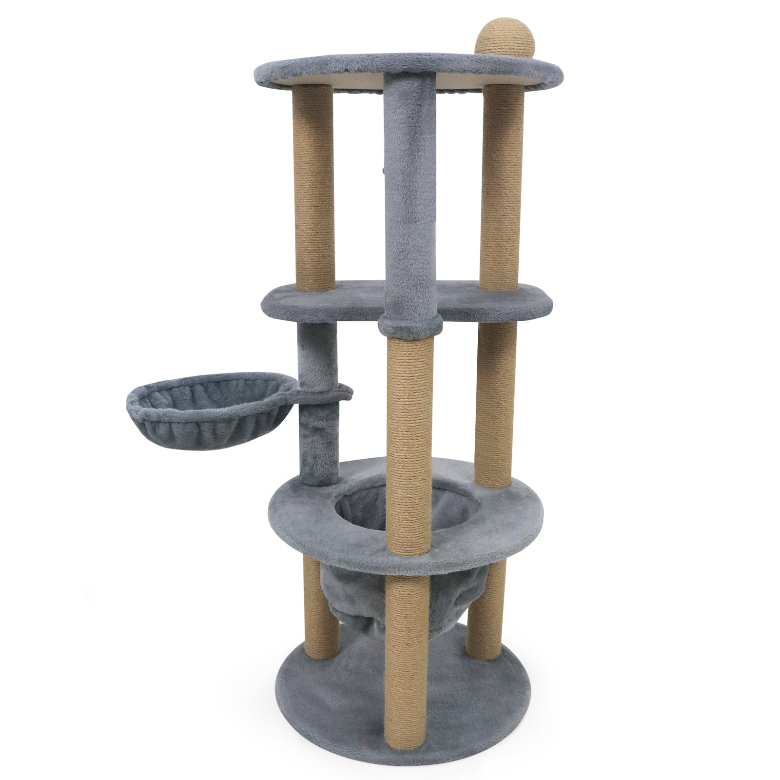 47 Inches Tall Cat Tower with Cat Nest and Scratching Posts-Gray - Majestic Pet Kingdom