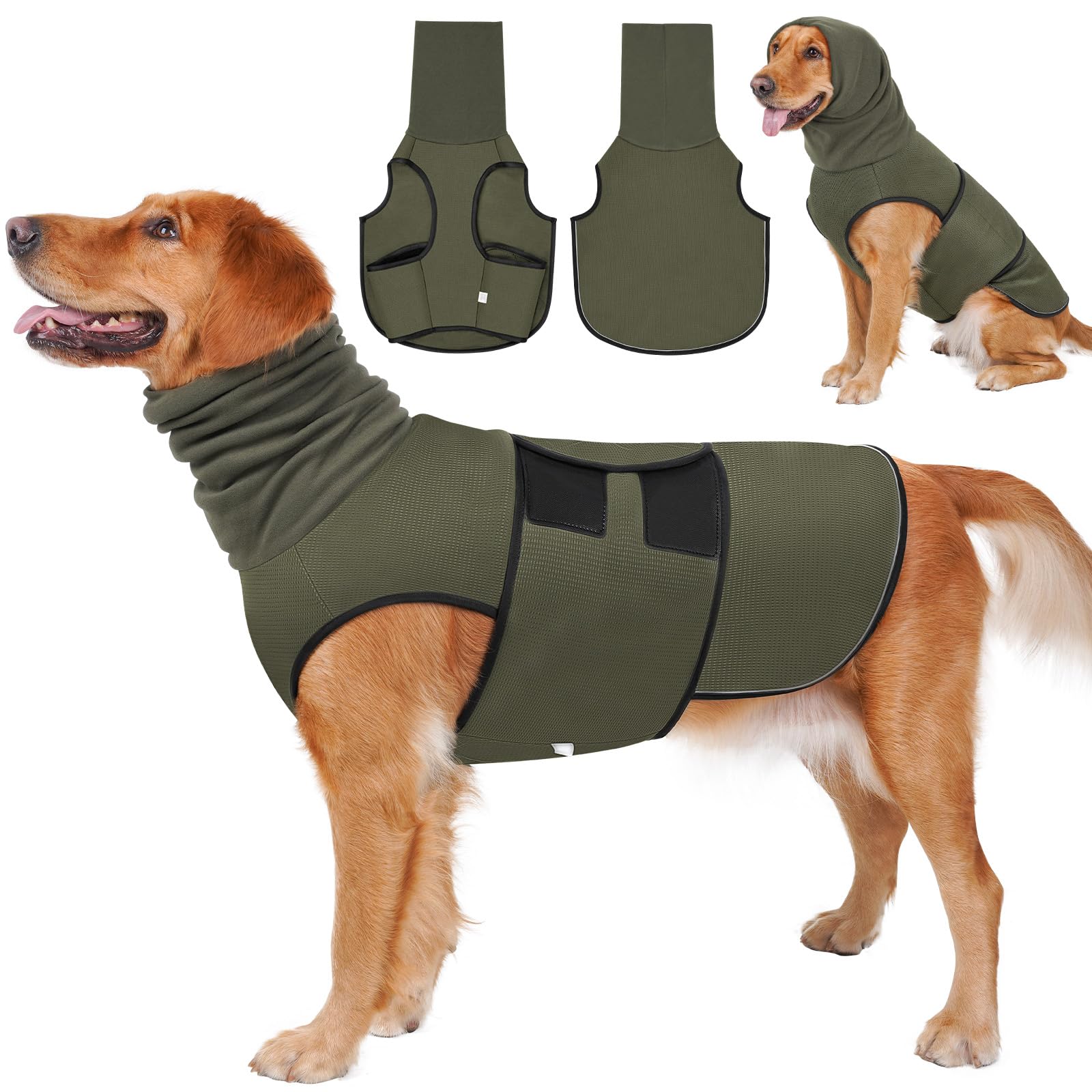2-in-1 Dog Anxiety Vest With Hood, Soft Dog Calming Shirt With Stretchy Ear Head Cover For Stress Relief, Breathable Shirt Jacket For Thunderstorms, Separation & Vet Visits - Majestic Pet Kingdom