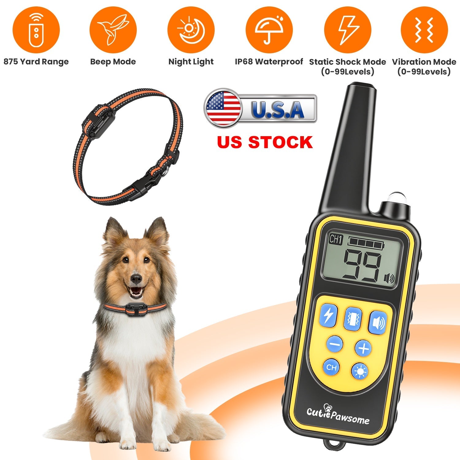 Rechargeable Dog Training Collar with Remote – 875 Yard Range - Majestic Pet Kingdom