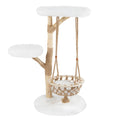 48.5 Inch Solid Wood Cat Tree with Hanging Cradle and Jute Scratching Post-White - Majestic Pet Kingdom