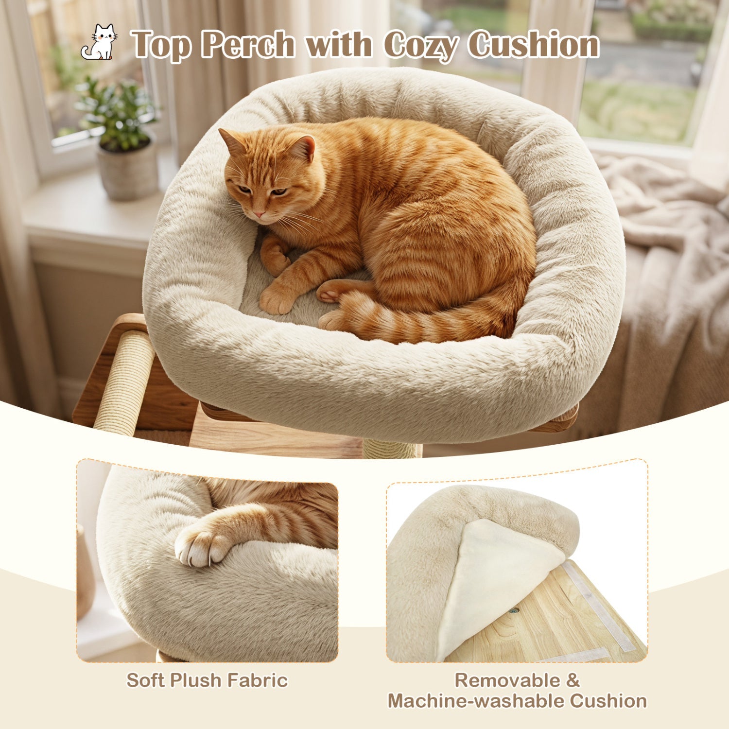 Multi-Level Solid Wood Cat Tree 48.5" with Condo & Scratchers - Majestic Pet Kingdom