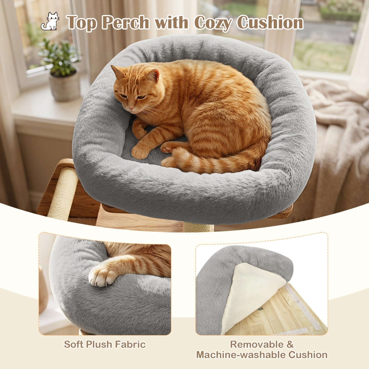 Multi-Level Solid Wood Cat Tree 48.5" with Condo & Scratchers - Majestic Pet Kingdom
