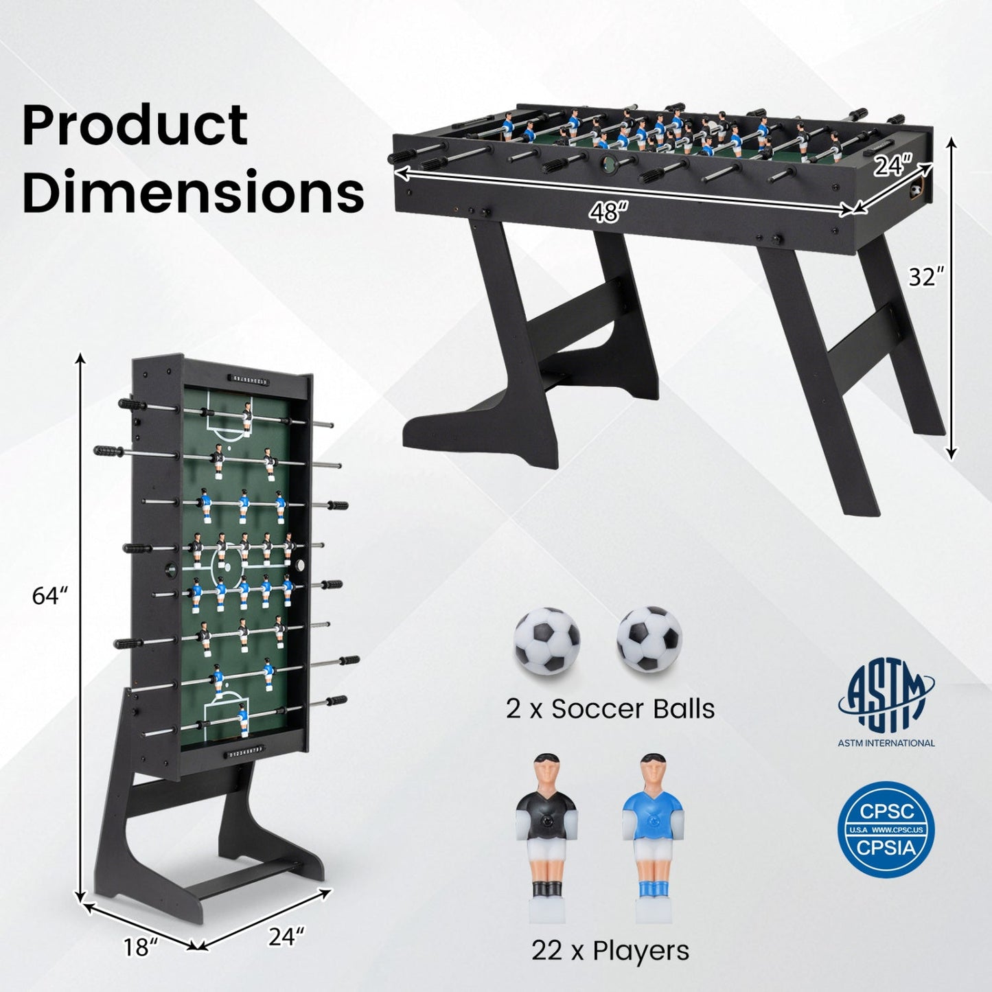 48 Inch Folding Foosball Table - Competition Size